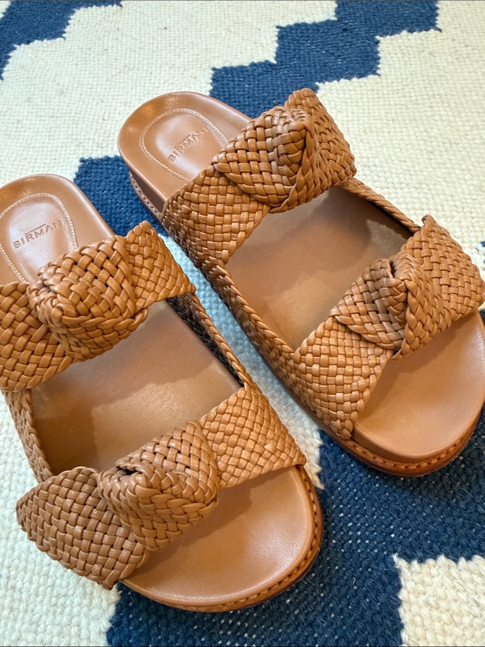 Alexandre Birman Cognac Braided Leather Slide Sandal - Picture 3 of 9